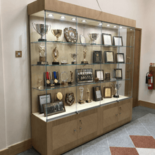 School Trophy Glass Display Cabinet with cupboard - 2m Wide x 2.1m High - Display Cabinets Direct