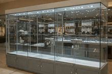 School Trophy Glass Showcase with Base Cupboard - Extra Wide - 3m Wide x 2.1m High - Display Cabinets Direct