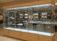 3m WIde Glass School Trophy Cabinet with Base cupboard - Display Cabinets Direct