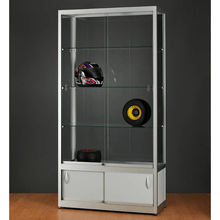 Aspire WME 1000 Glass Display Cabinet with Storage Silver - Display Cabinets Direct