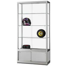Aspire WME 1200 Glass Display Cabinet with Storage silver - Display Cabinets Direct