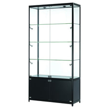 Vista Black Display Cabinet Tall Extra Wide (with storage) - Display Cabinets Direct