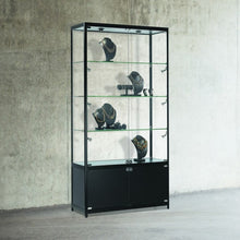 Vista Black Display Cabinet Tall Extra Wide (with storage) - Display Cabinets Direct