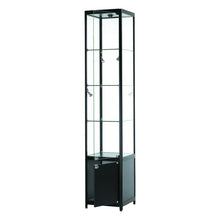Vista Black Display Cabinet Tall Narrow (with storage) - Display Cabinets Direct