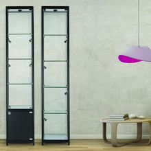 Vista Black Display Cabinet Tall Narrow (with storage) - Display Cabinets Direct