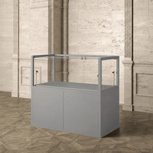 1.2M Bravura Elite Museum Glass Display Counter With Lockable Storage (1.2M Wide x 1.05M High) GREY MU120FTM - Glass Cabinets & Custom Showcases