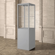 0.6M Bravura Elite Museum Glass Display Cabinet With Lockable Storage (0.6M Wide x 2M High) GREY MU60FM - Glass Cabinets & Custom Showcases