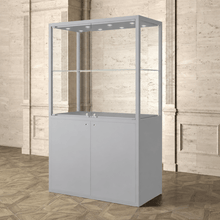 1.2M Bravura Elite Museum Glass Display Cabinet With Lockable Storage (1.2M Wide x 2M High) GREY MU120FM - Glass Cabinets & Custom Showcases