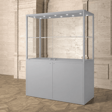 1.6M Bravura Elite Museum Glass Display Cabinet With Lockable Storage (1.6M Wide x 2M High) GREY MU160FM - Glass Cabinets & Custom Showcases