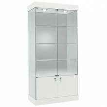 0.93M School Trophy Glass Display Cabinet With Lockable Cupboard & Top Lights (0.93M Wide x 1.88M High) More Colours (P121BS) - Glass Cabinets and Custom Showcases