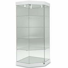 0.73M Premier Glass Display CORNER Cabinet & Top Lights (0.73M Wide x 1.88M High x 0.46M Depth) More Colours - Glass Cabinets & Custom Showcases