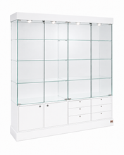1.82M Premier Glass Display Cabinet With Lockable Cupboard No Top Lights (1.42M Wide x 1.8M High) More Colours