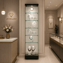 Napoli Black Display Cabinet Tall Narrow - Glass Cabinets & Custom Showcases