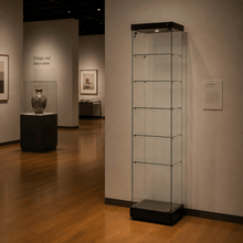 Napoli Black Display Cabinet Tall Narrow - Glass Cabinets & Custom Showcases