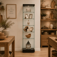 Napoli Black Display Cabinet Tall Narrow - Glass Cabinets & Custom Showcases