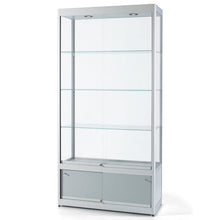Aspire GPC 1000 Glass Display Cabinet with Storage Silver - Display Cabinets Direct