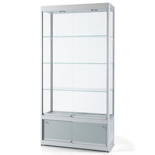 Aspire GPC 1000 Glass Display Cabinet with Storage Silver - Display Cabinets Direct