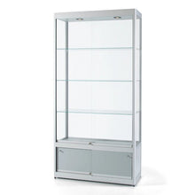 Aspire GPC 1200 Glass Display Cabinet with Storage silver - Display Cabinets Direct