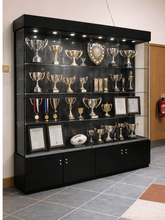 School Trophy Glass Display Cabinet with cupboard - 2m Wide x 2.1m High - Display Cabinets Direct