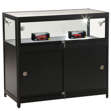 Element Black Aluminium Storage Counter (100cm wide, 50cm deep) - Display Cabinets Direct