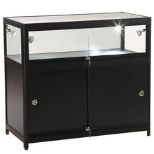 Element Black Aluminium Storage Counter (100cm wide, 50cm deep) - Display Cabinets Direct