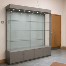 School Trophy Glass Display Cabinet with cupboard - 2m Wide x 2.1m High - Display Cabinets Direct