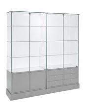 182cm Premier Glass Display Cabinet With Cupboard No Top Lights (1.42m Wide x 1.8m High) - Glass Cabinets and Custom Showcases