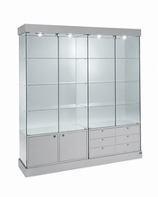 182cm Premier Lockable Display Showcase & Storage With Cupboard & Top Lights (1.82m Wide x 1.8m High) - Glass Cabinets and Custom Showcases