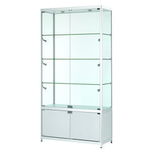 Vista Silver Display Cabinet Tall Extra Wide (with storage) - Display Cabinets Direct