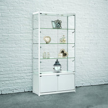 Vista Silver Display Cabinet Tall Extra Wide (with storage) - Display Cabinets Direct