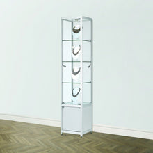 Vista Silver Display Cabinet Tall Narrow (with storage) - Display Cabinets Direct