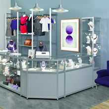 Vista Silver Display Cabinet Tall Narrow (with storage) - Display Cabinets Direct