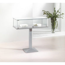 Fusion 1PF Jewellery Glass Showcase with Lockable Swing Doors and Wood Veneer Base - Display Cabinets Direct