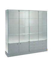 Premier 160CM Extra Wide Glass Display Cabinet With Cupboard Without No Top Lights - Display Cabinets Direct
