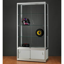 Aspire WME 1200 Glass Display Cabinet with Storage silver - Display Cabinets Direct